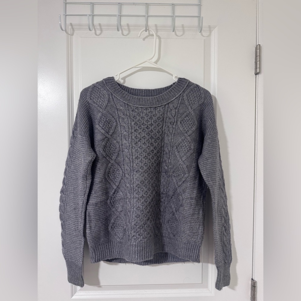 J. Crew Heather Gray Cable Knit Sweater - Picture 1 of 4